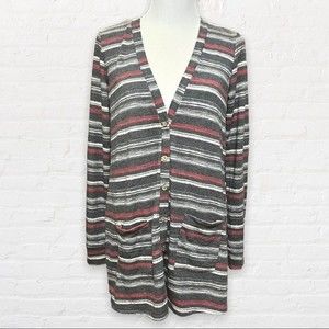 Agnes and Dora Red and Black Striped Essential Cardigan Medium  EUC